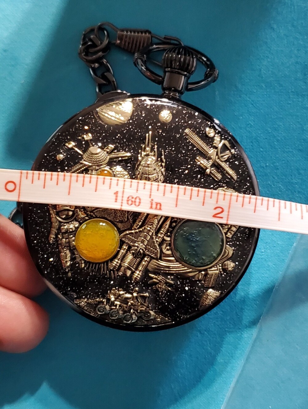 Tribute To Space Exploration Mechanical Musical Skeleton Pocket Watch - Picture 9 of 14